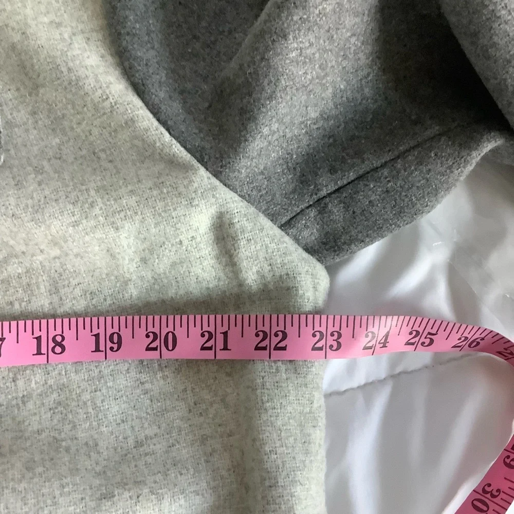 $179 Alfani Women's Gray Colorblocked Wing Collar Belted Waist Jacket Size L/XL